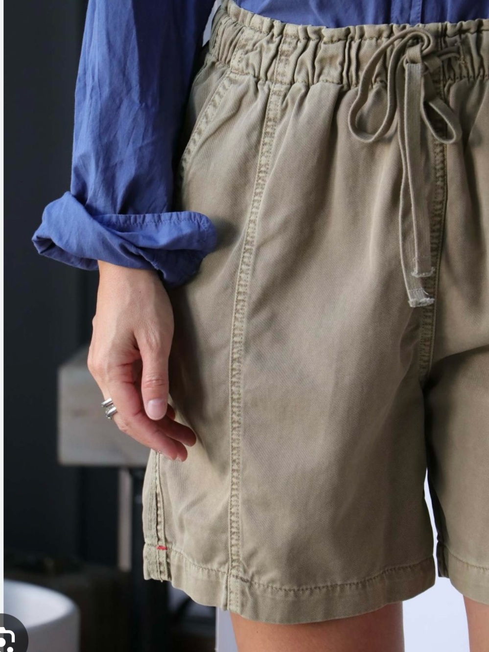 XiRENA Washed Khaki Drawstring Shorts
